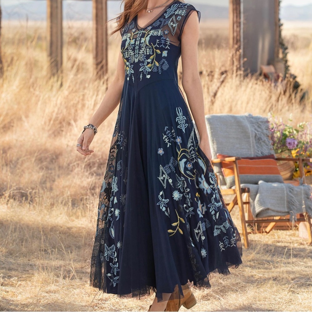 Johnny Was Sundance Mesa Mesh Dress XS